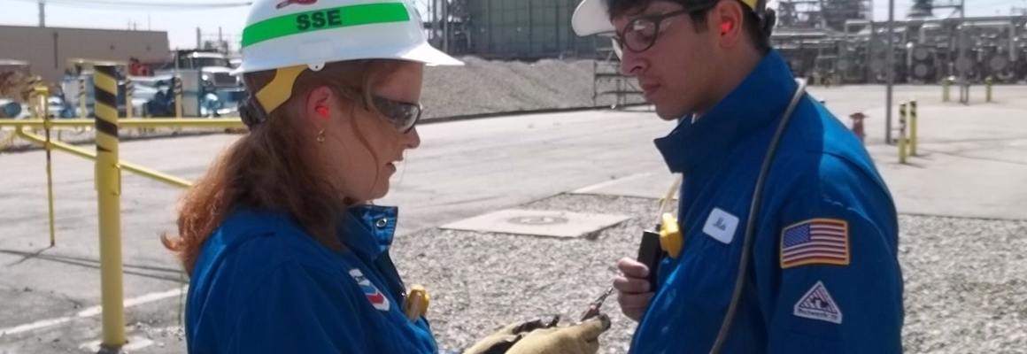 Two Chevron workers having a discussion