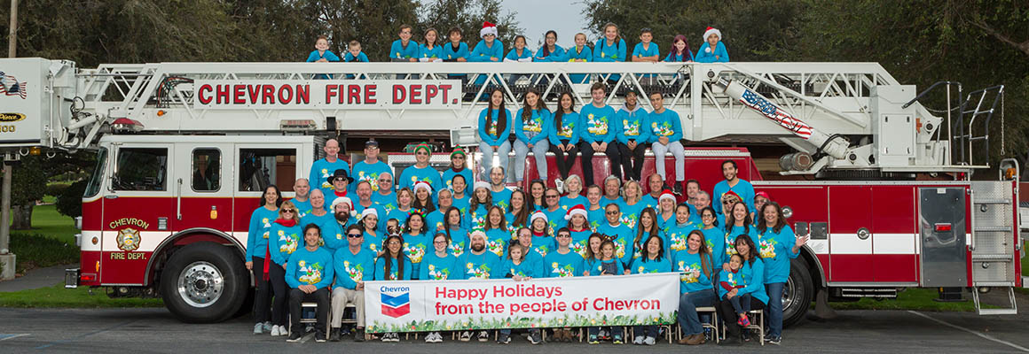 Chevron Fire Truck with Holiday Banner